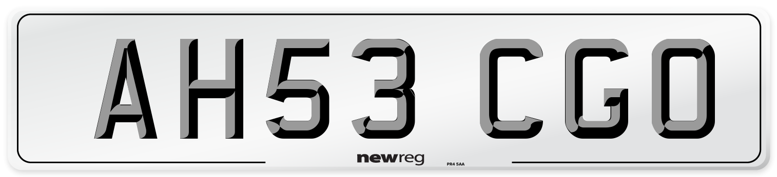 AH53 CGO Number Plate from New Reg